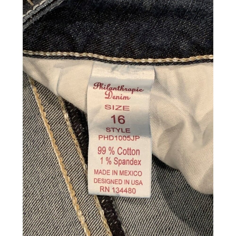 Philanthropic Jeans Womens Size 16 Blue Denim Straight Leg Mid Rise Medium Wash - Picture 7 of 14
